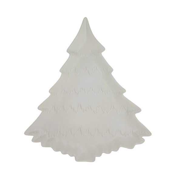 POTTERY BARN Holiday Tree Stoneware Serving platter Cream Collectible Like new - Picture 4 of 12